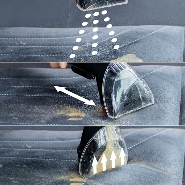 Spray, scrub and suction