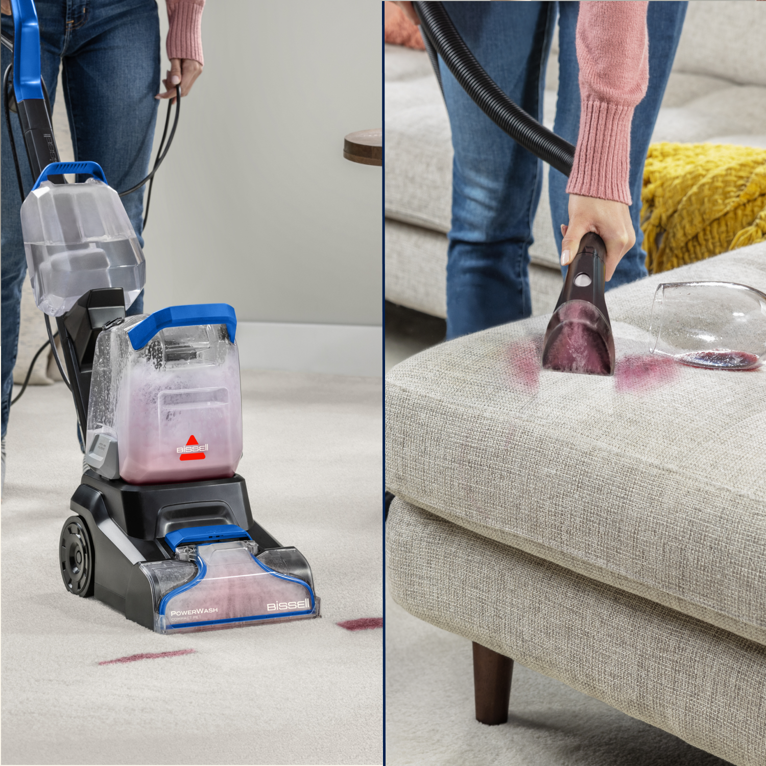 Wash away stains that a vacuum leaves behind